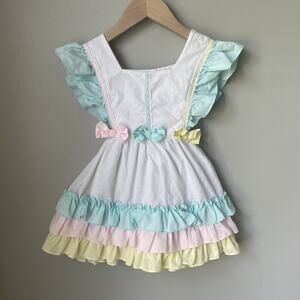 Vintage Tots Town 90’s Baby Girl Dress Pastel Bows Size 4T Rare